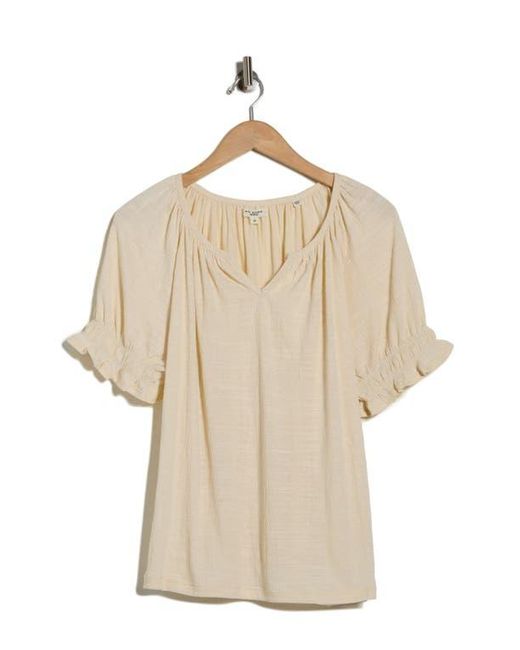 Max Studio Natural Puff Sleeve Top
