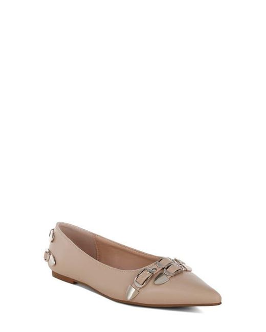LONDON RAG Natural Golini Buckle Ballet Flat