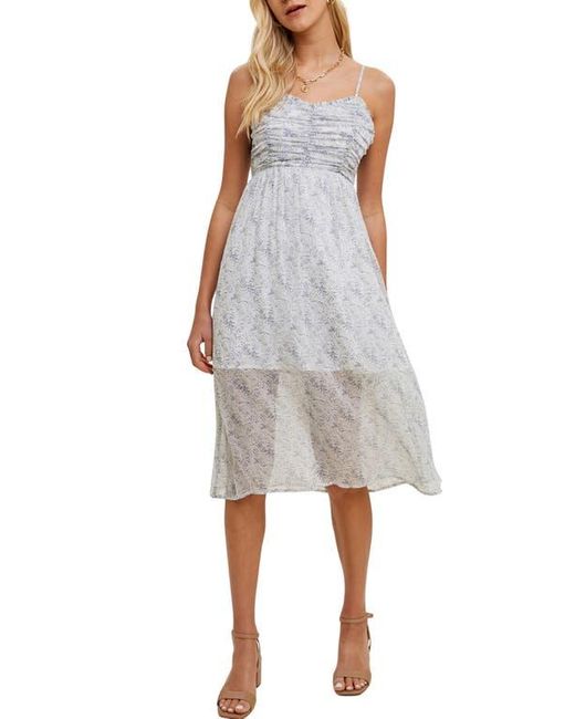 Wishlist Gray Floral Ruched Empire Waist Chiffon Sundress