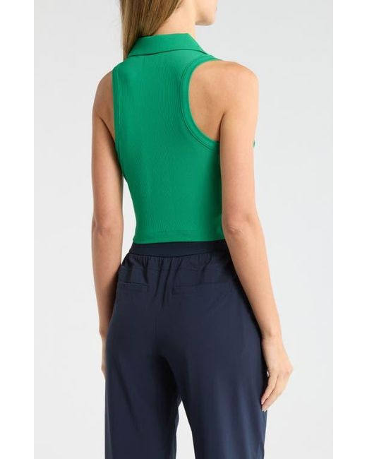 Original Penguin Green Solid Sleeveless Crop Polo