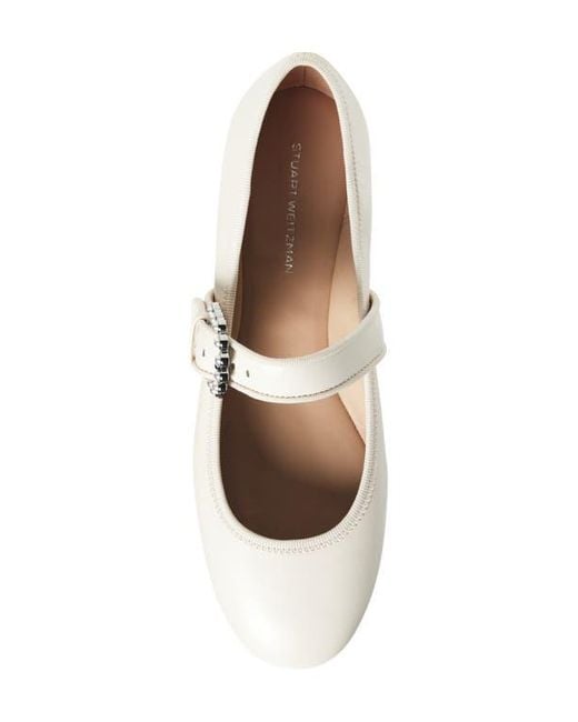 Stuart Weitzman White Piper Mary Jane Ballet Flat