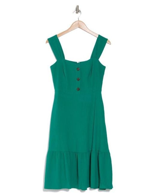 Eliza J Green Button Front A-Line Midi Dress