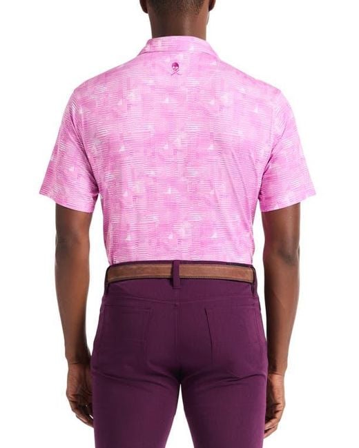 Robert Graham Red Norlen Geo Pattern Performance Golf Polo for men