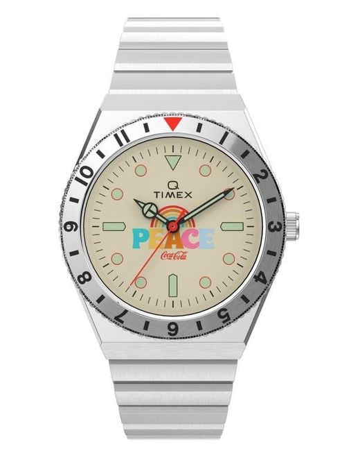 Timex Gray Q X Coca-Cola Unity Collection Bracelet Watch, 41Mm for men