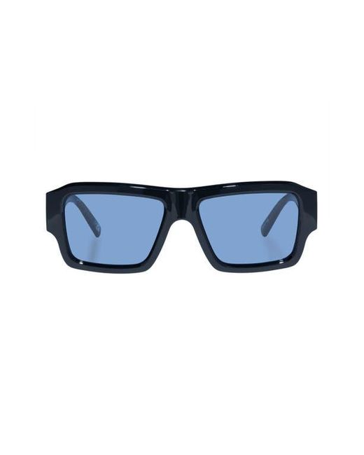 Le Specs Blue Polygraph 55Mm Rectangular Sunglasses