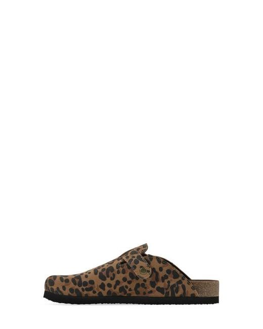 White Mountain Brown Bari Faux Shearling Footbed Suede Mule
