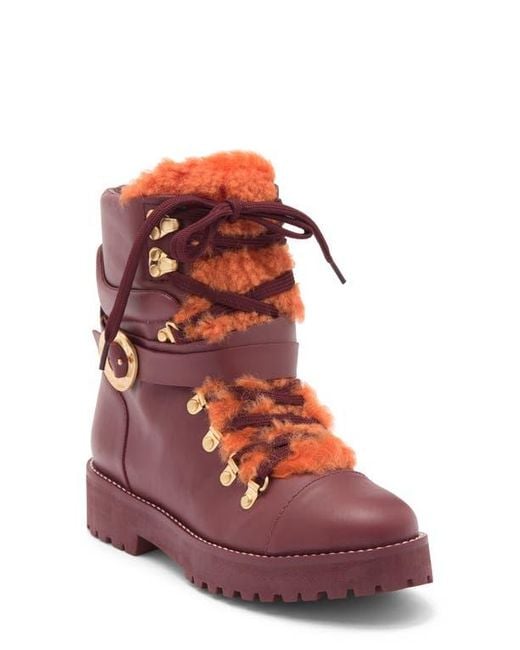 Cult Gaia Red Paola Faux Shearling Boot