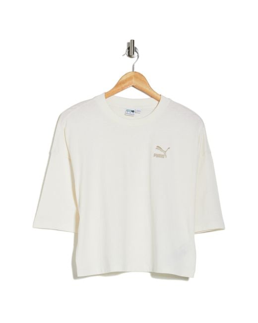 PUMA White Classic Oversize Crop T-shirt