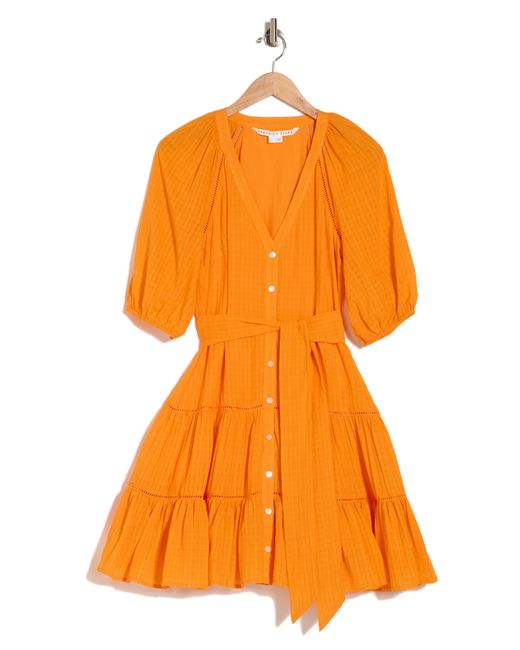 Veronica Beard Orange Dewey Cotton Button-up Dress