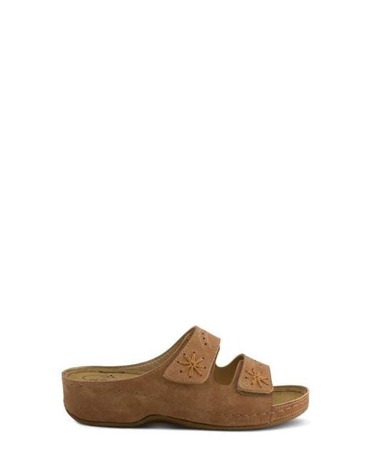 Flexus by Spring Step Brown Double Strap Wedge Sandal