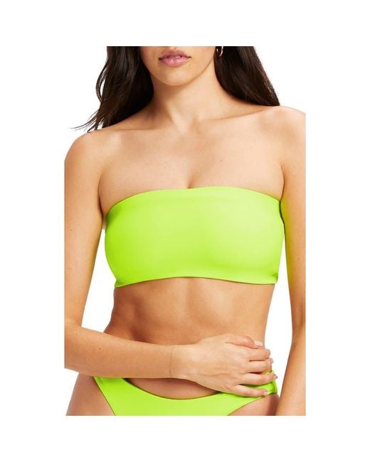 GOOD AMERICAN Green Better Band Strapless Reversible Swim Top
