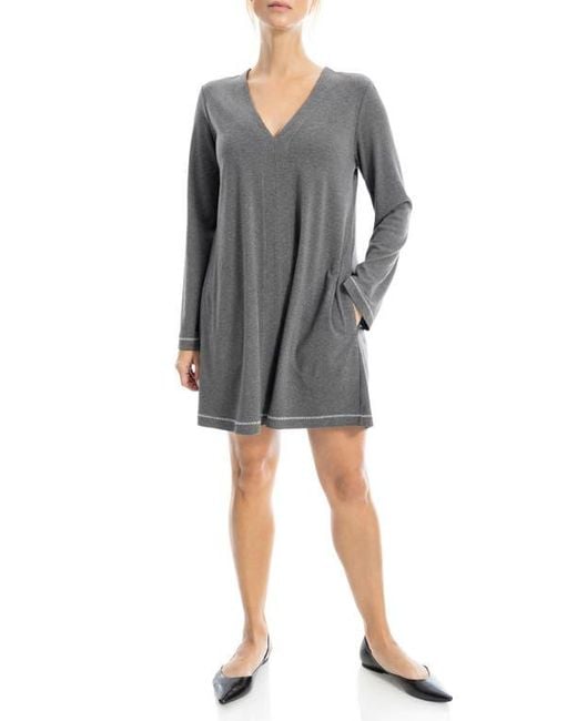 Max Studio Gray Long Sleeve Swing Dress