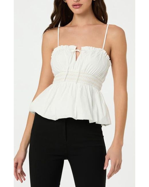 Astr White Bubble Hem Prairie Peplum Camisole