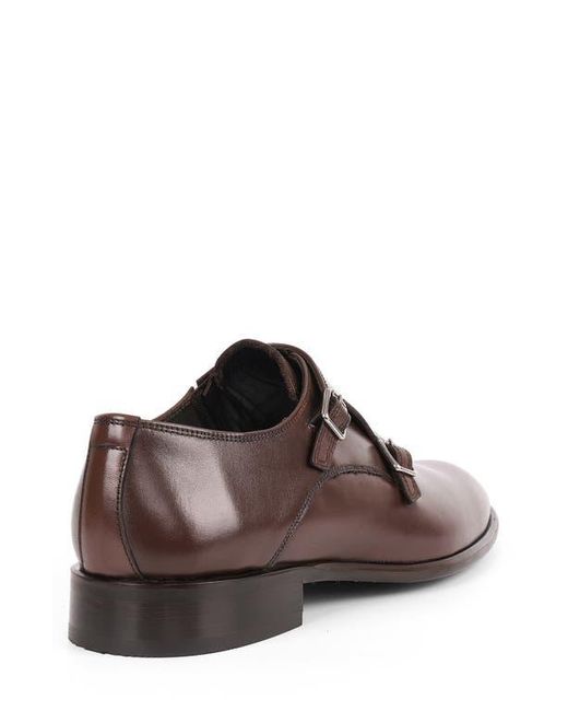 VELLAPAIS Brown Nemo Double Monk Strap Leather Loafer for men