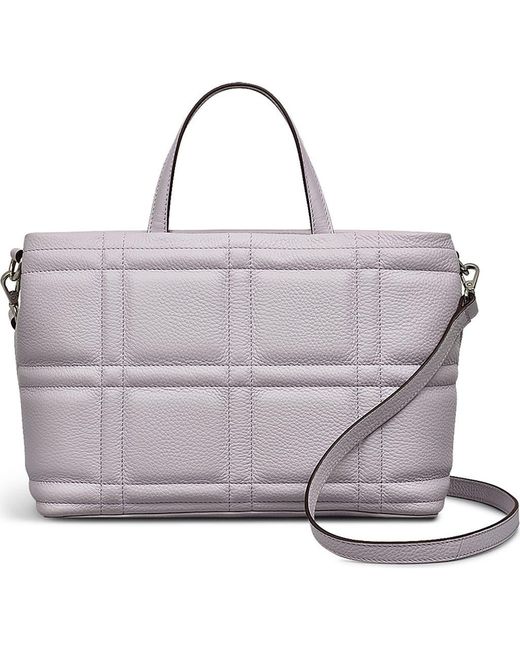 Radley Gray Sunny Dene Small Zip Quilted Leather Satchel