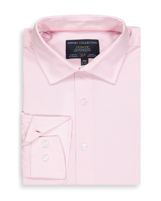 Report Collection Pink Slim Fit 4-way Stretch Dress Shirt for men