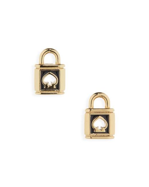 Kate Spade Black Spade Padlock Stud Earrings