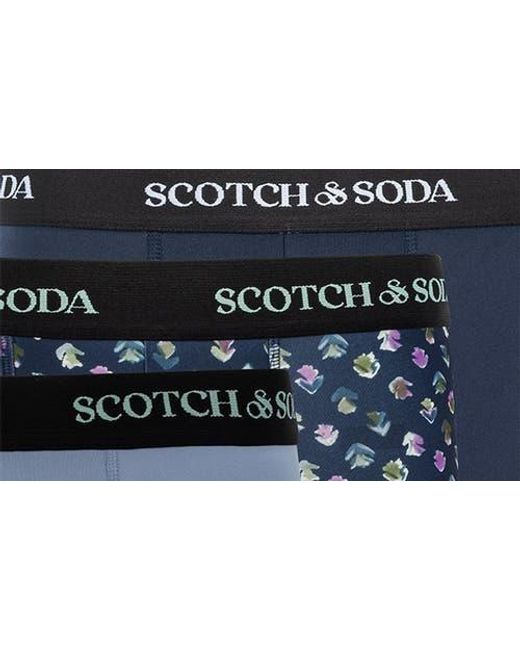 Scotch & Soda Blue Assorted 3-Pack Stretch Boxer Briefs for men