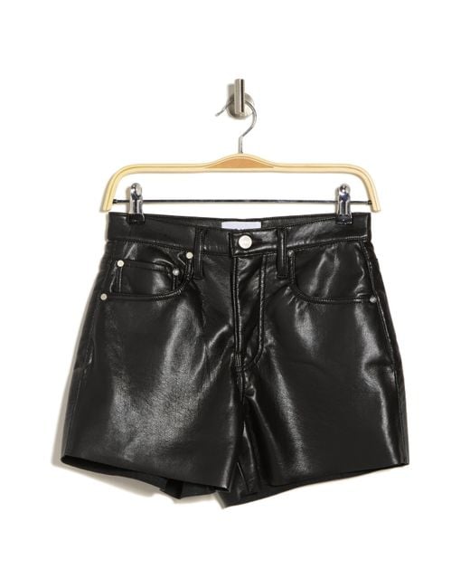 FRAME Black Le Super High Waist Recycled Leather Shorts