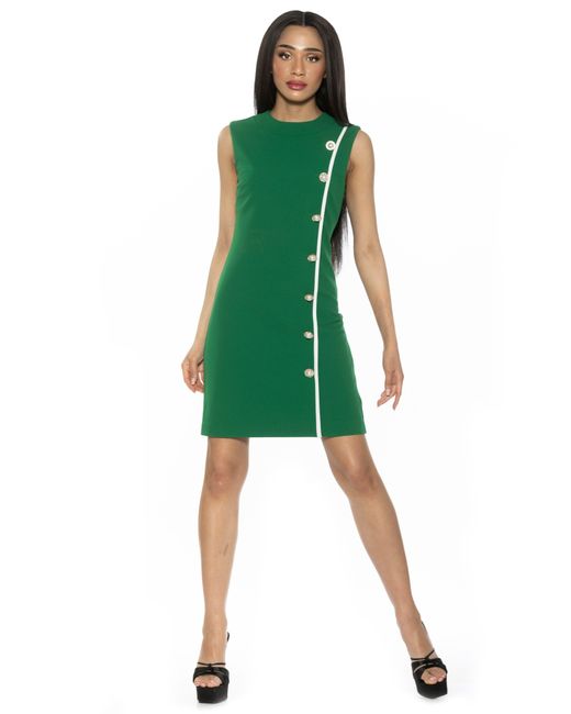 Alexia Admor Green Stripe Detail Sleeveless Shift Dress
