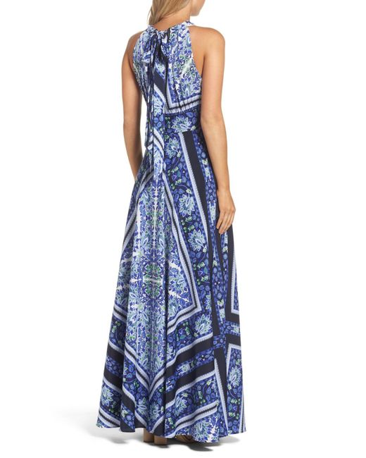 Eliza J Blue Scarf Print Maxi Dress
