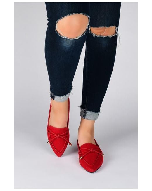 Journee Collection Red Pointed-Toe Faux-Suede Flats