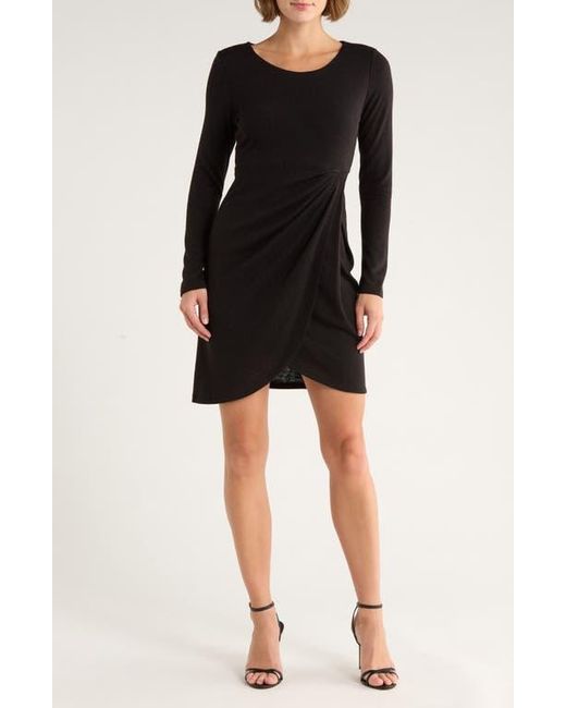 AREA STARS Black Asymmetrical Plaid Mixed Media Dress