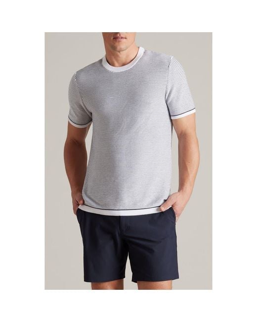 Rhone Gray Compass Knit Stripe T-Shirt for men