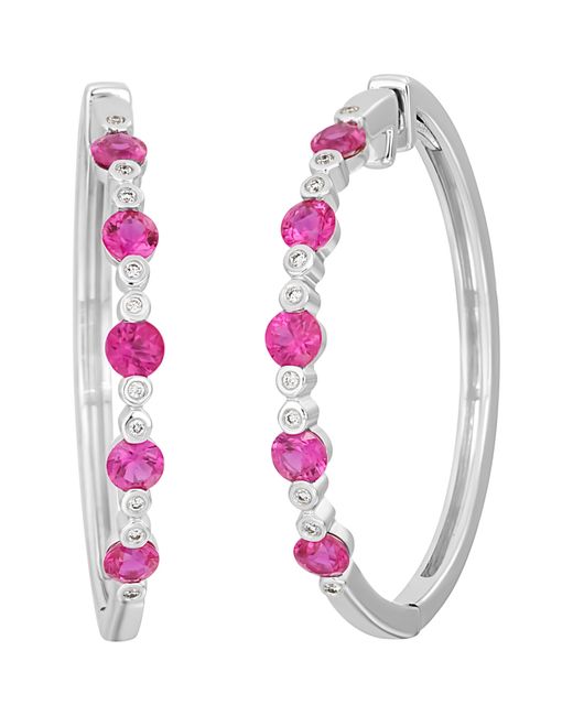 Bony Levy Pink Ruby & Diamond Hoop Earrings