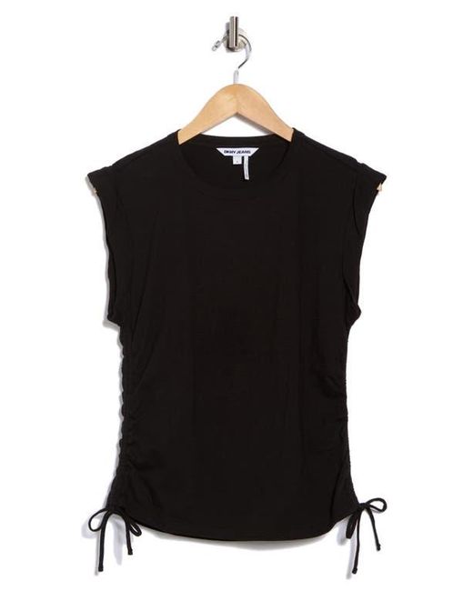 DKNY Black Ruched Knit Top