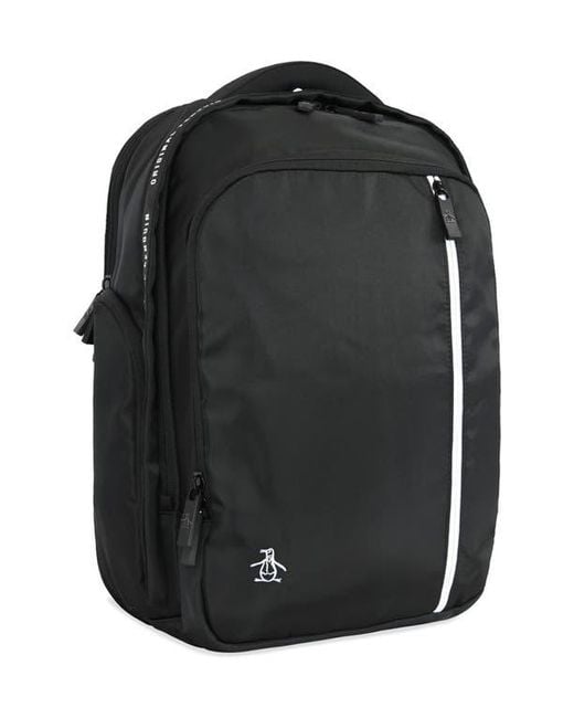 Original Penguin Black Zip Nylon Backpack for men