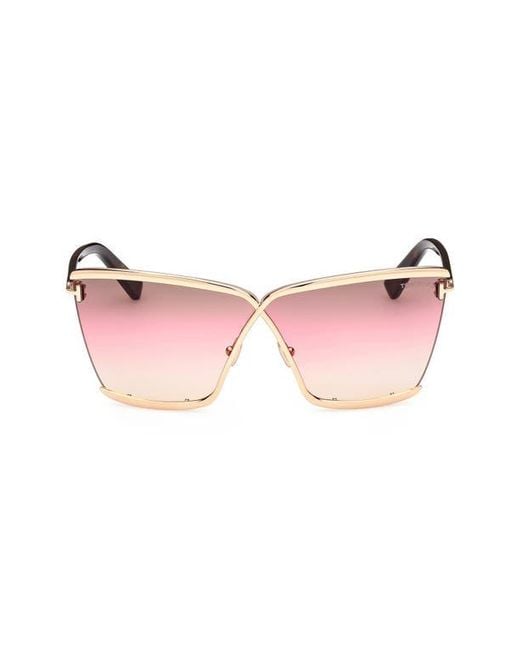Tom Ford Pink Elle 71Mm Gradient Square Sunglasses