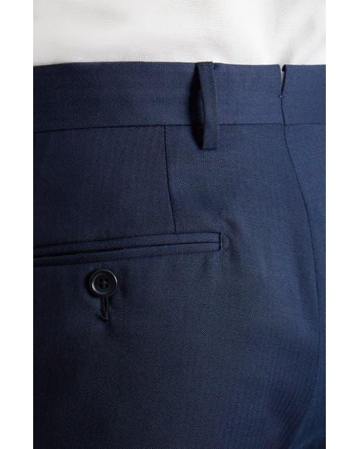Santorelli Blue Herringbone Wool Pants for men