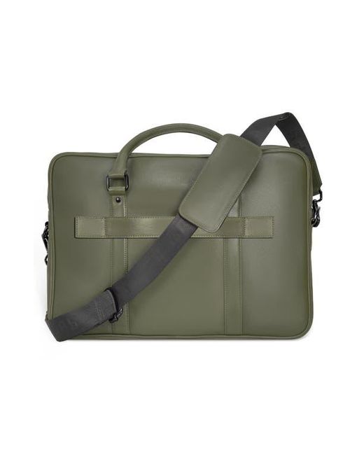 CHAMPS Green Compact Leather Slim Briefcase for men