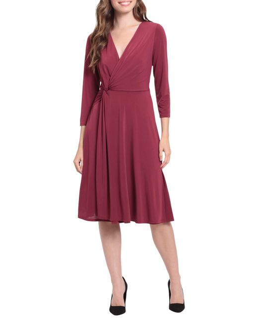 London Times Wrap Side Twist Midi Dress In Fig At Nordstrom Rack in Red ...