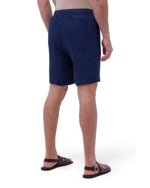 Bugatchi Blue Trent Drawstring Linen Shorts for men