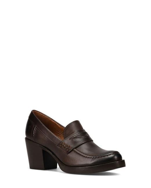 Frye Brown Jean Stacked Heel Loafer