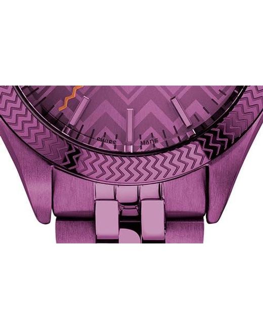 Missoni Purple Classic Zigzag Bracelet Watch, 34Mm