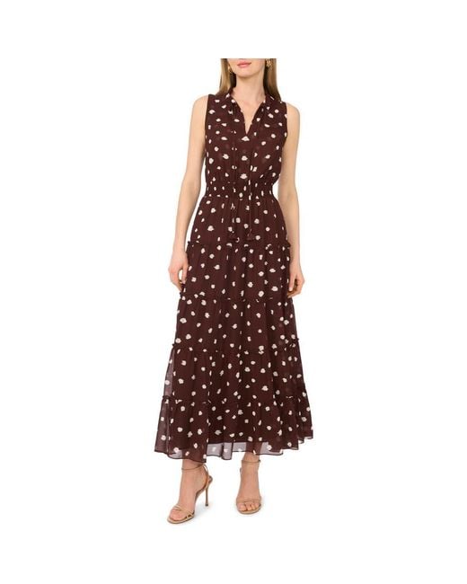 1.STATE Brown Split Neck Maxi Dress
