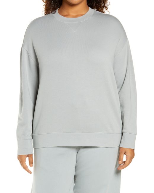 Vince Gray Essential Relaxed Pullover Cotton Sweatshirt