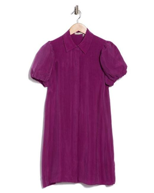 Alice + Olivia Purple Jem Puff Sleeve Shirtdress