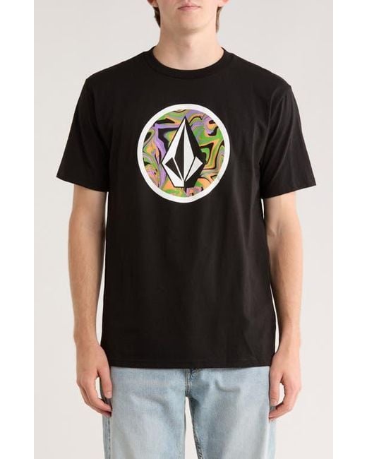 Volcom Black Crisp Stone Fill Graphic T-Shirt for men