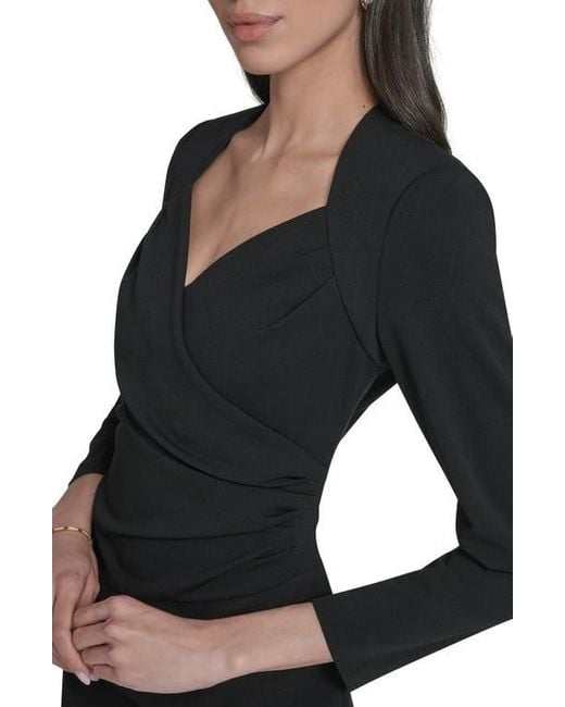 Calvin Klein Black Stretch Crepe Midi Sheath Dress