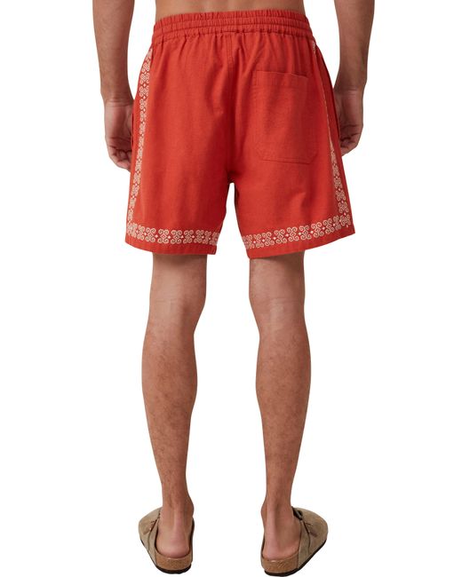 Cotton On Red Easy Cotton Blend Drawstring Shorts for men