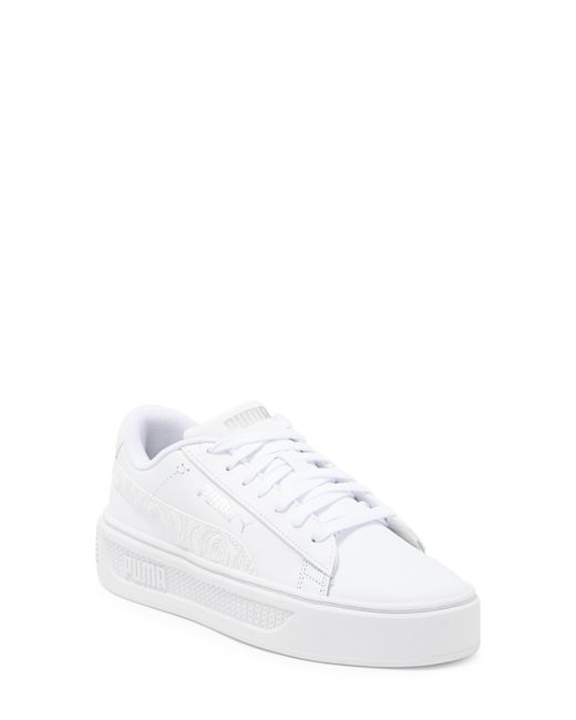 PUMA White Smash Platform V3 Imprint Sneaker