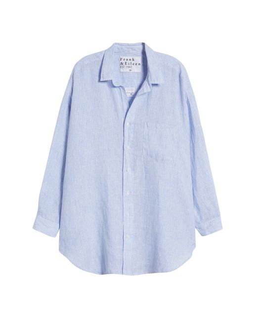 Frank & Eileen Blue Mackenzie Stripe Oversize Linen Button-up Shirt