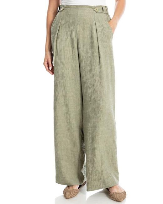 Max Studio Green Pleated Woven Pants