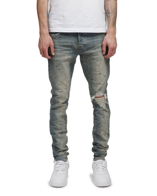 Purple Brand Blue Slim Stretch Ripped Jeans for men