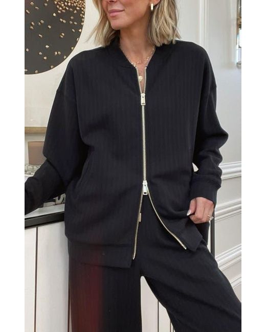 Splendid Black X @Cellajaneblog Rib Scuba Knit Zip-Up Jacket