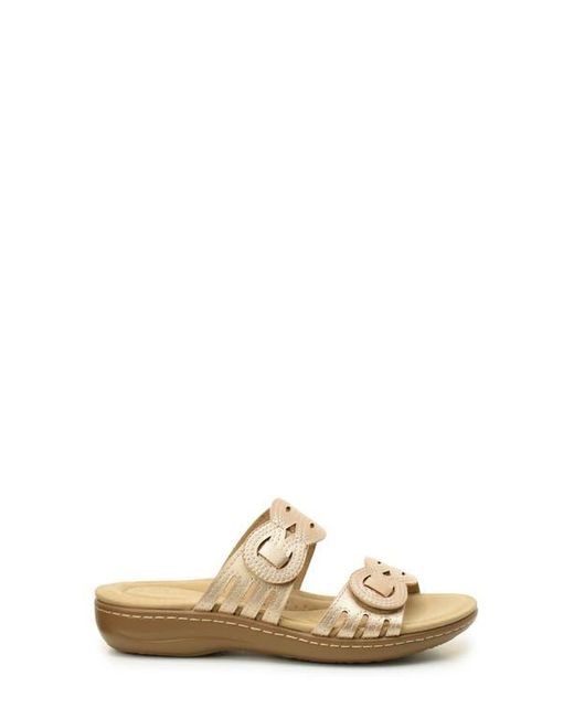Taryn Rose Metallic Cutout Slide Sandal